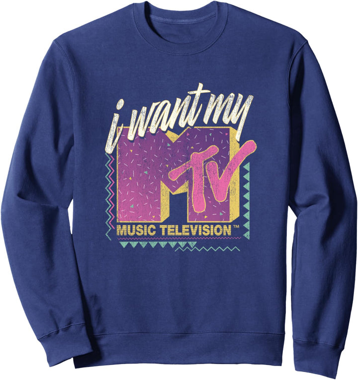 MTV I Want My MTV 90's Retro Colorful Logo Sweatshirt