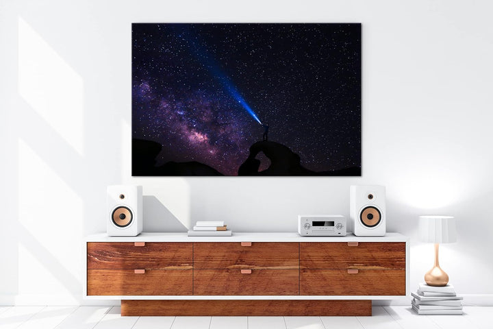 deyoli Lichter bei Nacht Format: 60x40 als Leinwandbild, Motiv fertig gerahmt auf Echtholzrahmen, Ho