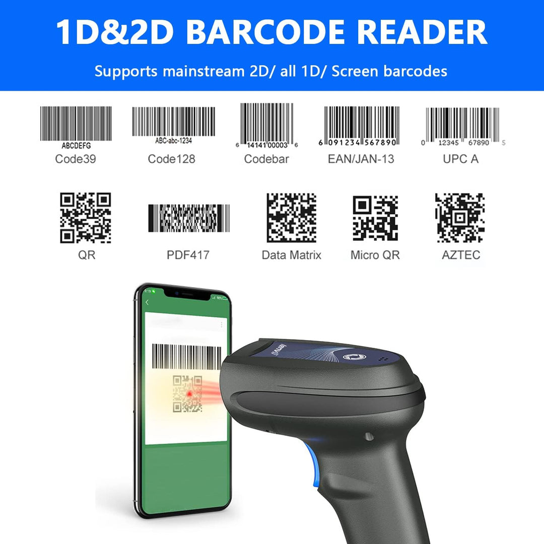 LENVII Handheld 2D QR Barcode Scanner,Kabelgebundener 1D-CCD-Barcode-Leser, unterstützt das Scannen