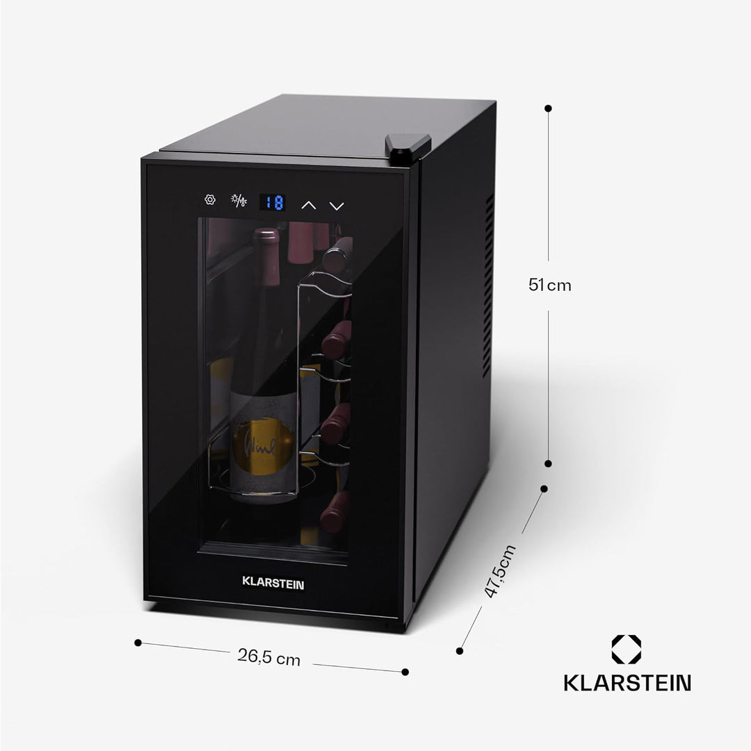 Klarstein Weinkühlschrank,1 Zone Getränkekühlschrank mit Glastür, Leiser Indoor/Outdoor Kühlschrank,