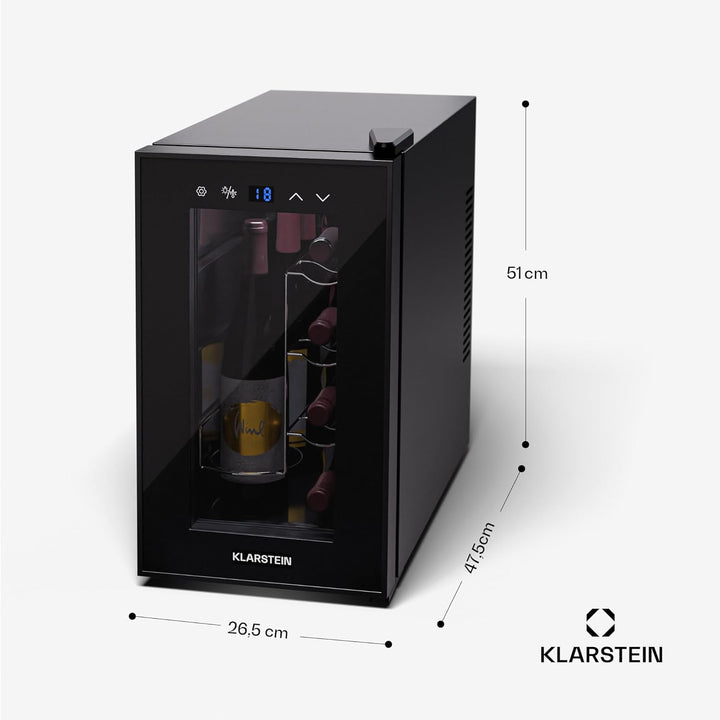 Klarstein Weinkühlschrank,1 Zone Getränkekühlschrank mit Glastür, Leiser Indoor/Outdoor Kühlschrank,