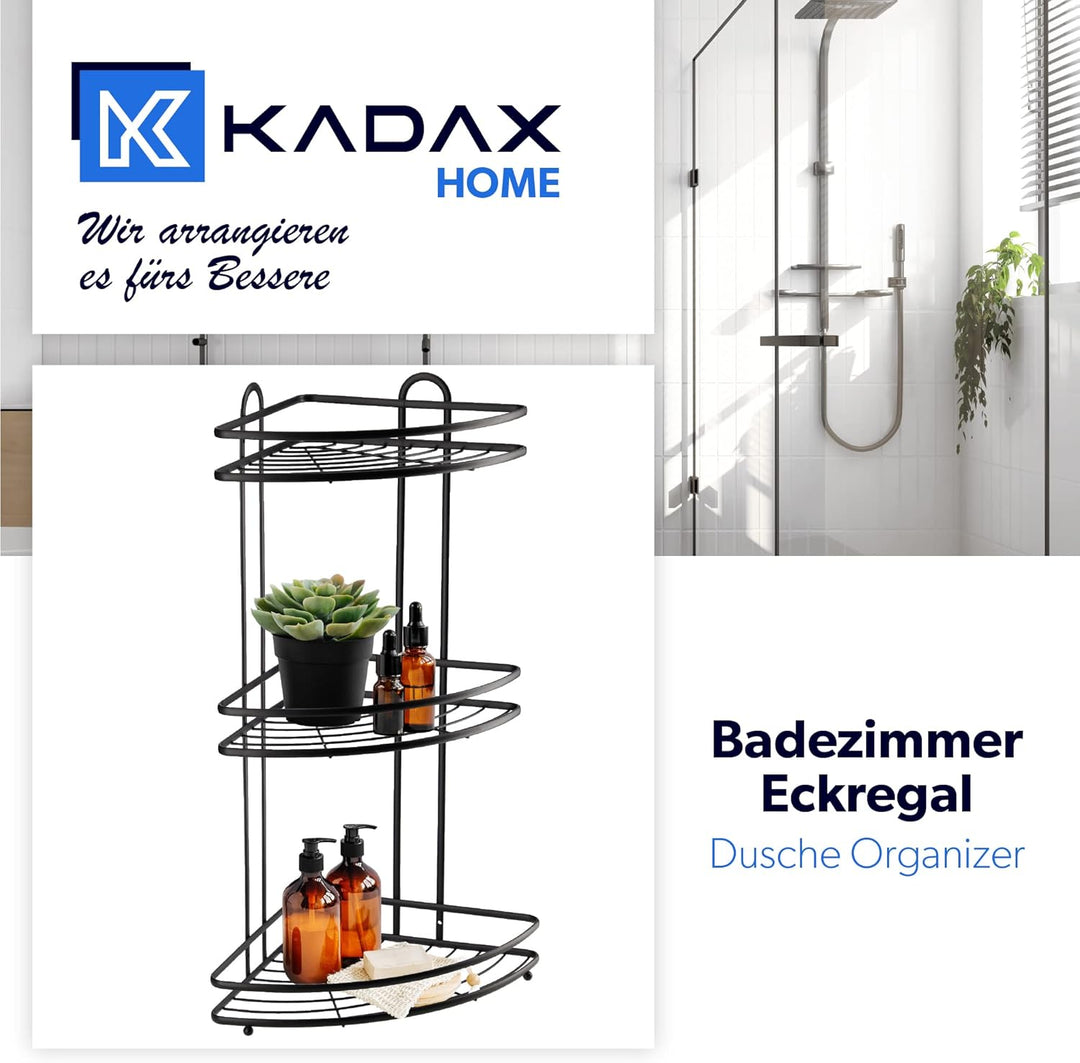 KADAX Eckablage, Wandeckregal aus pulverbeschitetes Stahl, Badezimmer Eckregal, Duschkorb, Duschabla