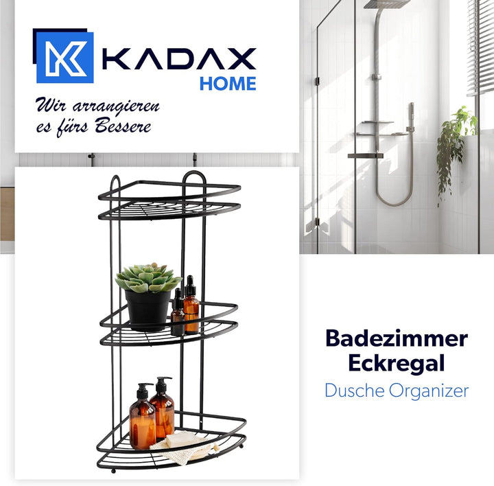 KADAX Eckablage, Wandeckregal aus pulverbeschitetes Stahl, Badezimmer Eckregal, Duschkorb, Duschabla