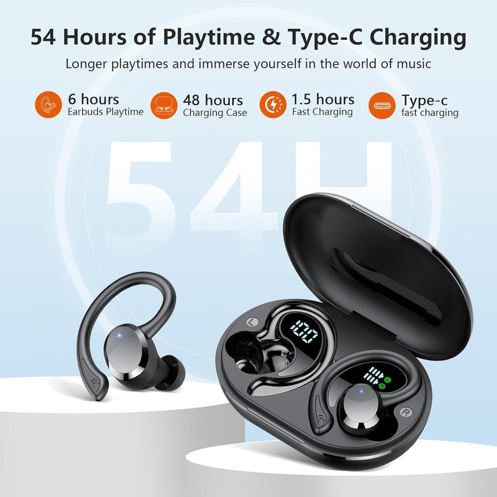 Bluetooth Kopfhörer Sport, Kopfhörer Kabellos Bluetooth 5.4 mit 4 ENC Noise Cancelling Mic, Kabellos
