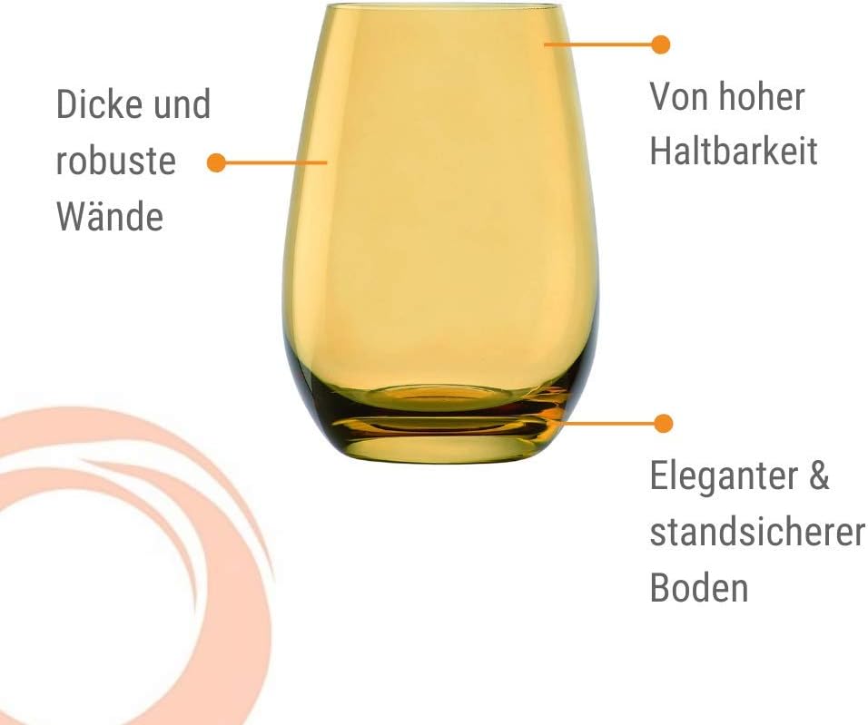 Stölzle Lausitz Wassergläser Set Elements Mediterraner Mix 465 ml randvoll / 6er Set Wassergläser Sp