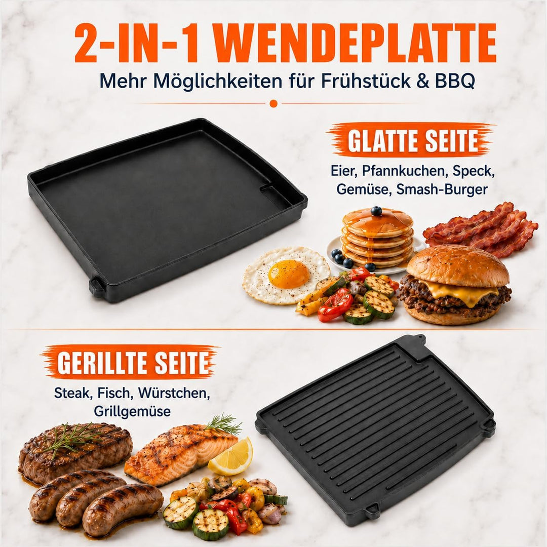 Uniflasy Gusseisen Grillplatte 32 x 24 cm kompatibel mit Enders Urban, Urban Pro, Explorer, Explorer