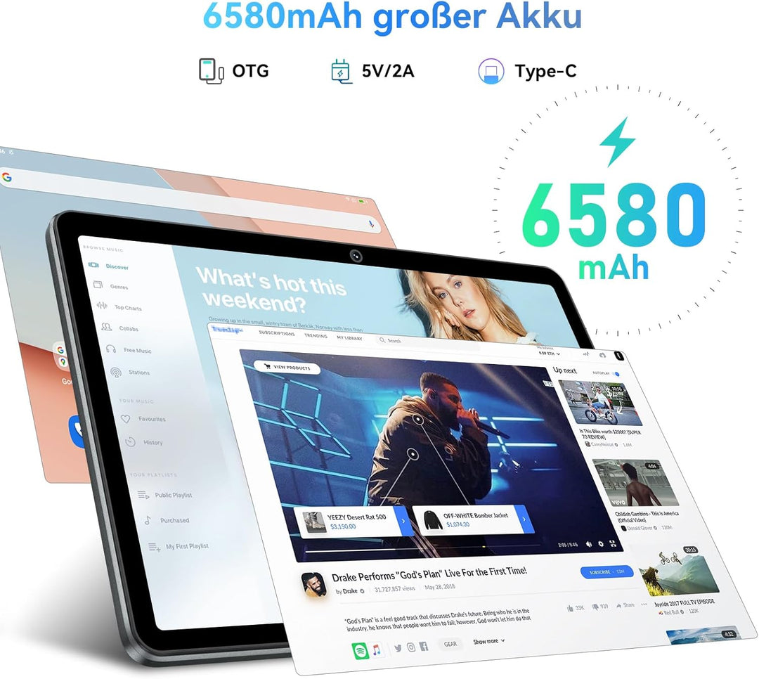 Blackview Tablet 10 Zoll Android 13 Tablets, 8(4+4) GB RAM 64GB Speicher 1TB TF WiFi 6 PC Tablet HD+