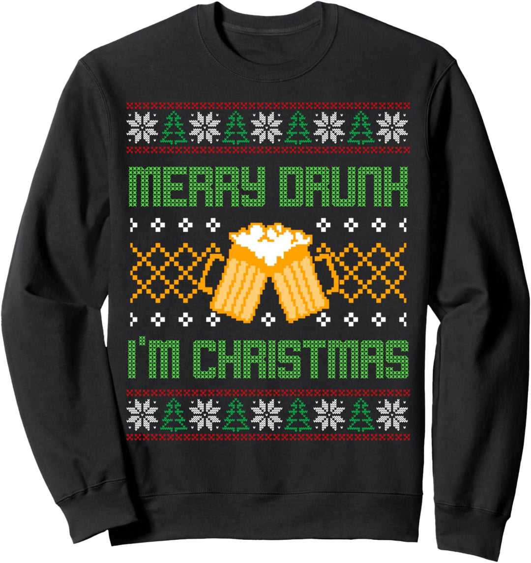 I'm Merry Drunk Ugly Christmas Sweater Weihnachtspullover Im Sweatshirt