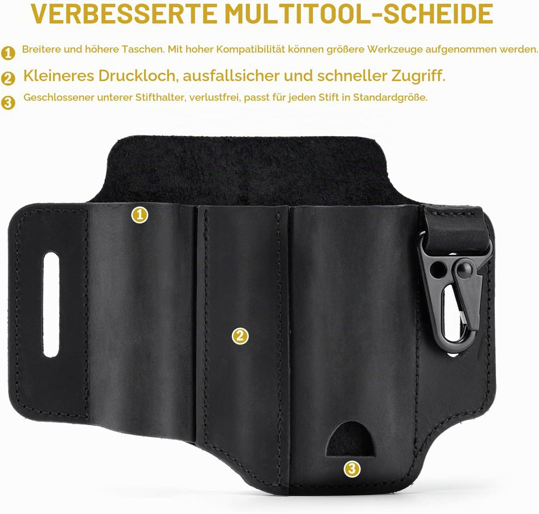 VIPERADE PJ29 EDC Lederscheide, Multitoolscheide/Werkzeuge Holster/Messergürtelscheide/Taschenlampen