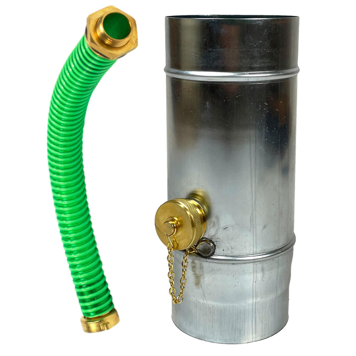 Premium Zink Regenwassersammler 80 mm mit Schlauch- und Fassanschluss für das Fallrohr - Titanzink R