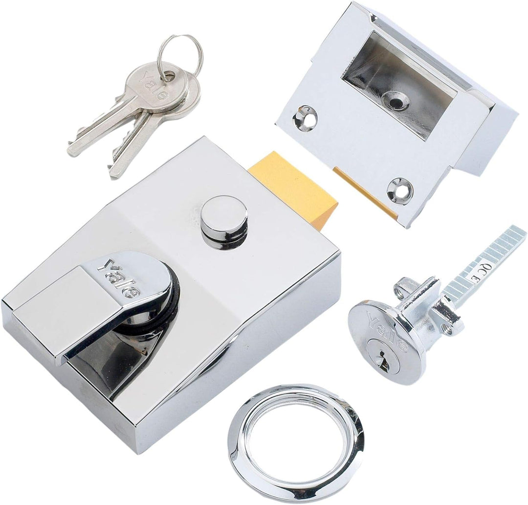 Yale P89 Nachtriegelschloss, Dornmass 60 mm, Chrom Chrome 60mm Backset Visi, Chrome 60mm Backset Vis