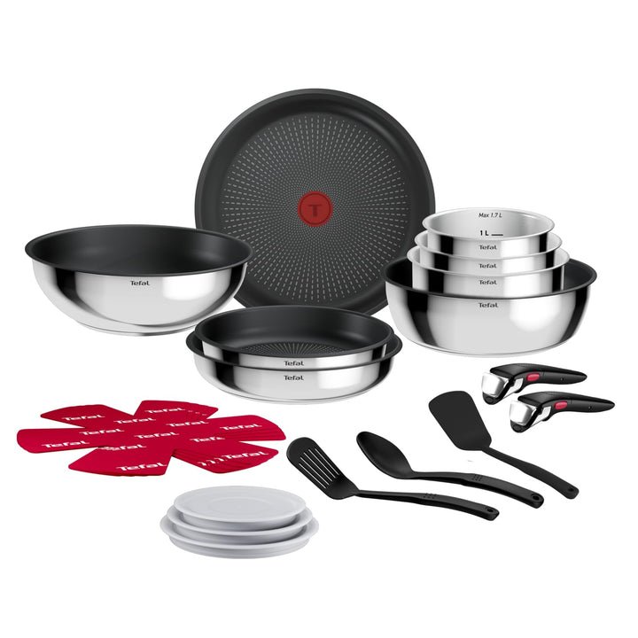Tefal Ingenio Comfort Max 20-tlg. Kochgeschirr-Set, Titanium Antihaftversiegelung, stapelbar, platzs