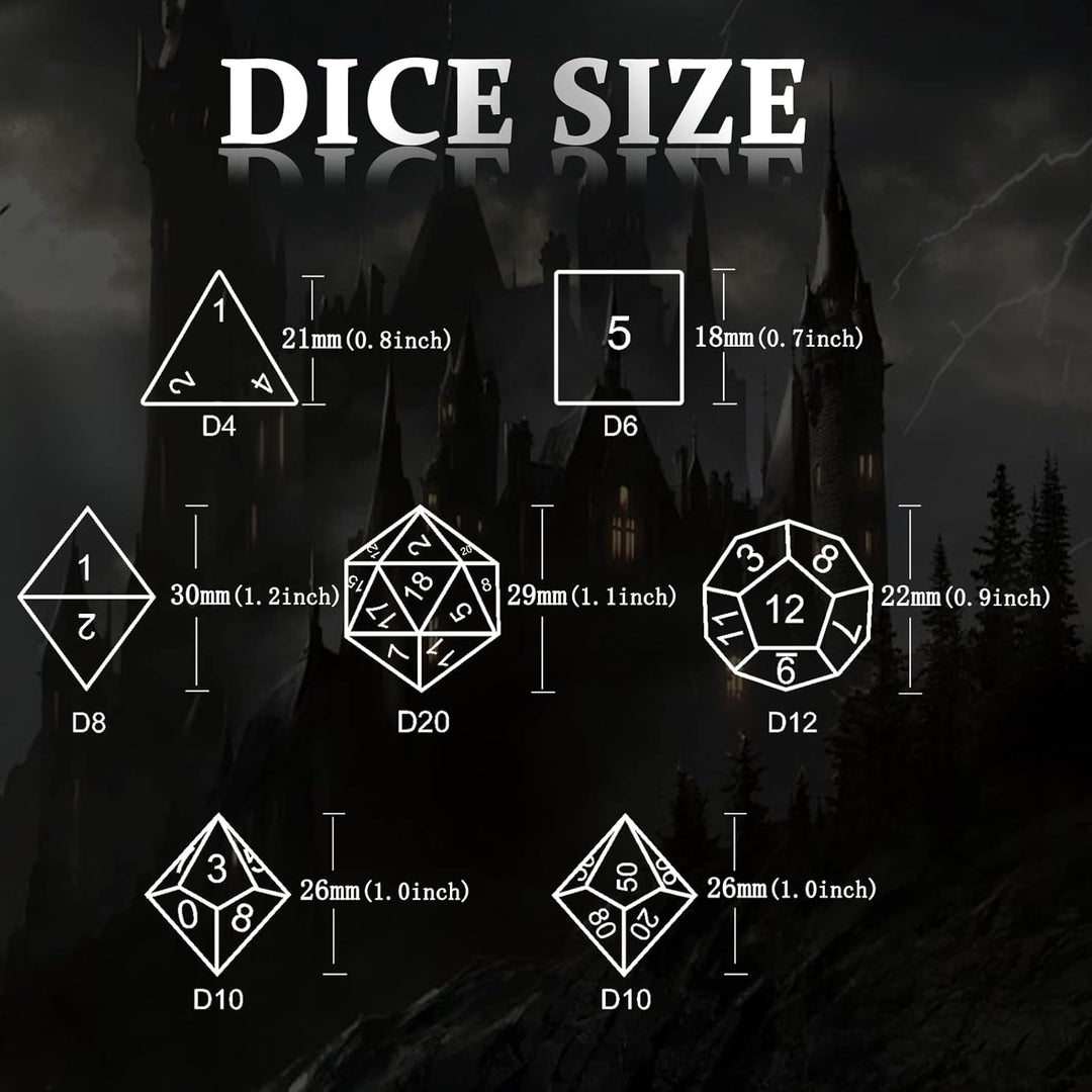 DND Würfel, Metall Spielwürfel Dungeons and Dragons Würfel Set HNCCESG Hohle 3D Drachen D&D Würfel P