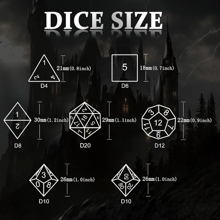 DND Würfel, Metall Spielwürfel Dungeons and Dragons Würfel Set HNCCESG Hohle 3D Drachen D&D Würfel P