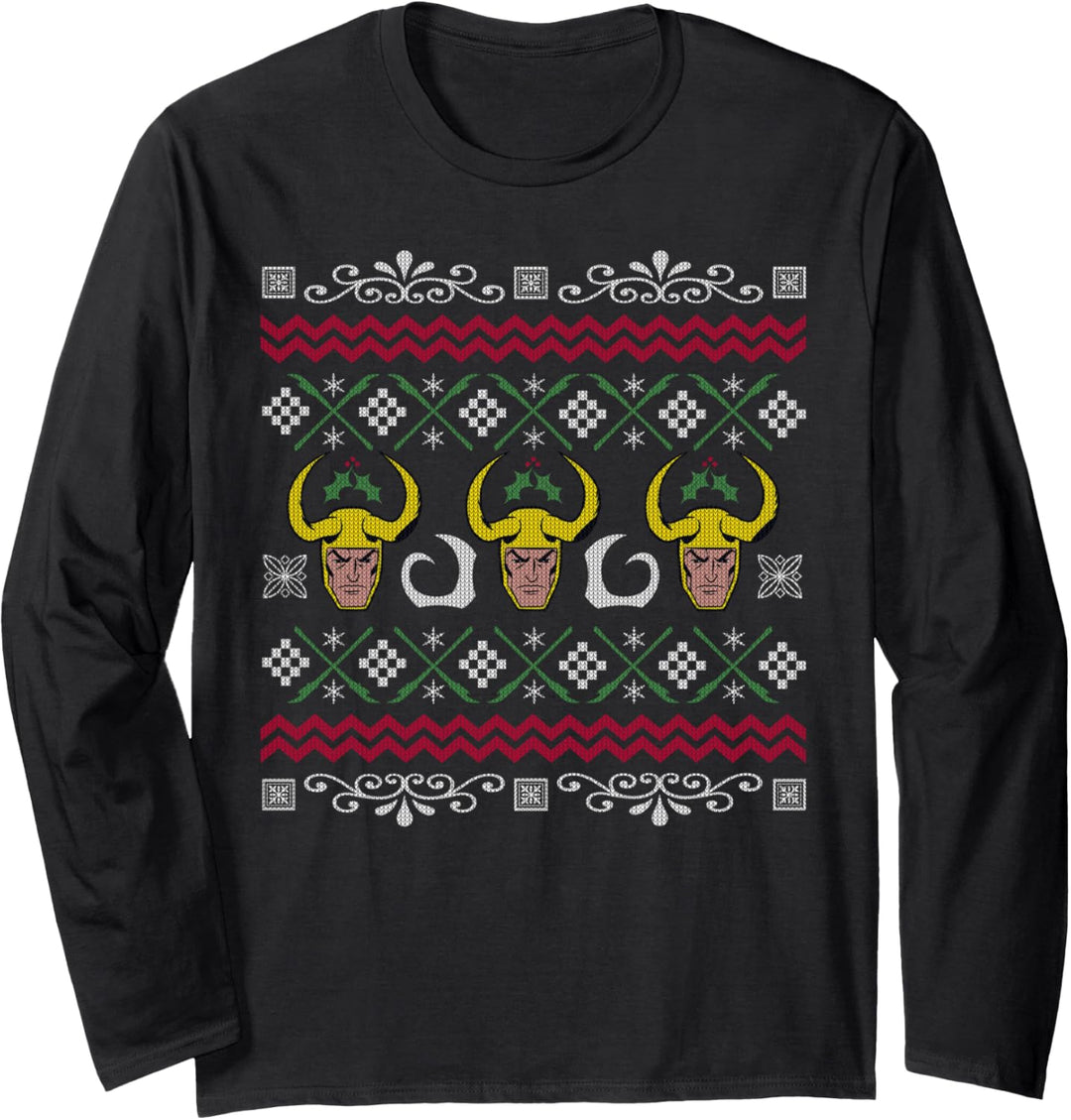 Marvel Loki Holiday Pattern Langarmshirt
