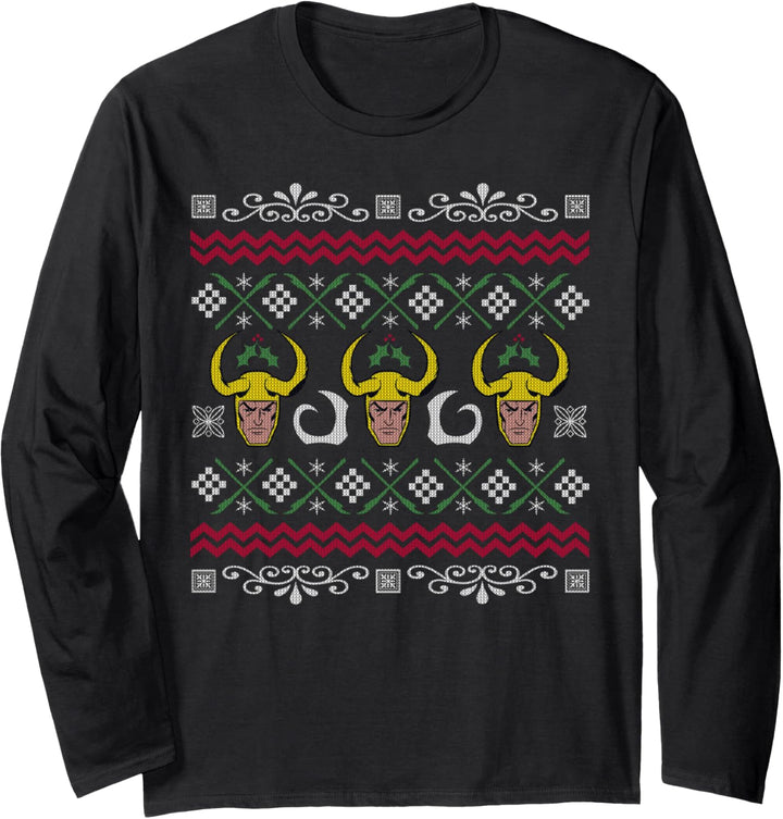 Marvel Loki Holiday Pattern Langarmshirt