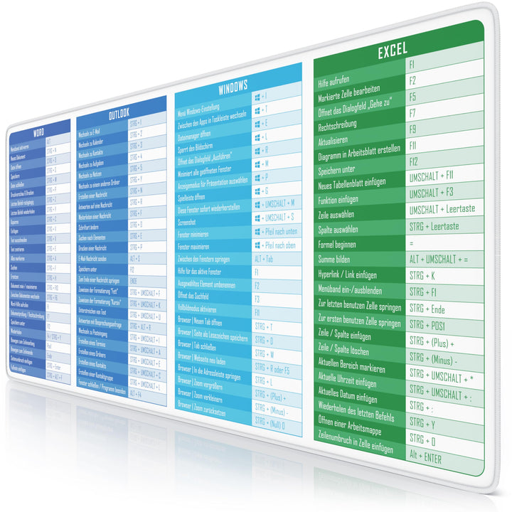 TITANWOLF - XXL Speed Gaming Mauspad 900 x 400mm - Excel Windows Outlook Word Shortcut Tastenkürzel