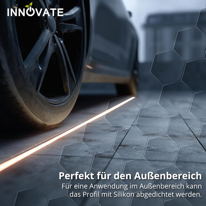 INNOVATE LED Profil Befahrbar 2m [2000mm Schaumstoff-Drainage] Auffahrt Beleuchtung LED Boden Befahr