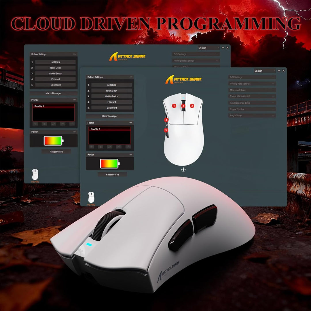 MAMBASNAKE x Attack Shark V3PRO Kabellose Gaming-Maus mit Magnetischer Ladestation, PAW3311-Sensor,