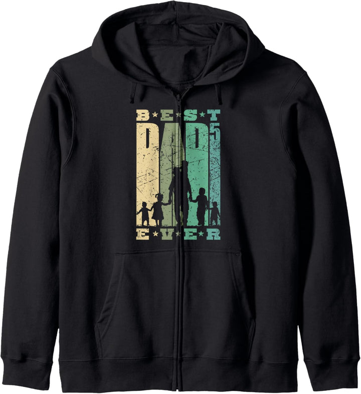 Best Dad Ever Vater mit 5 Kinder fünffacher Papa Vatertag Kapuzenjacke