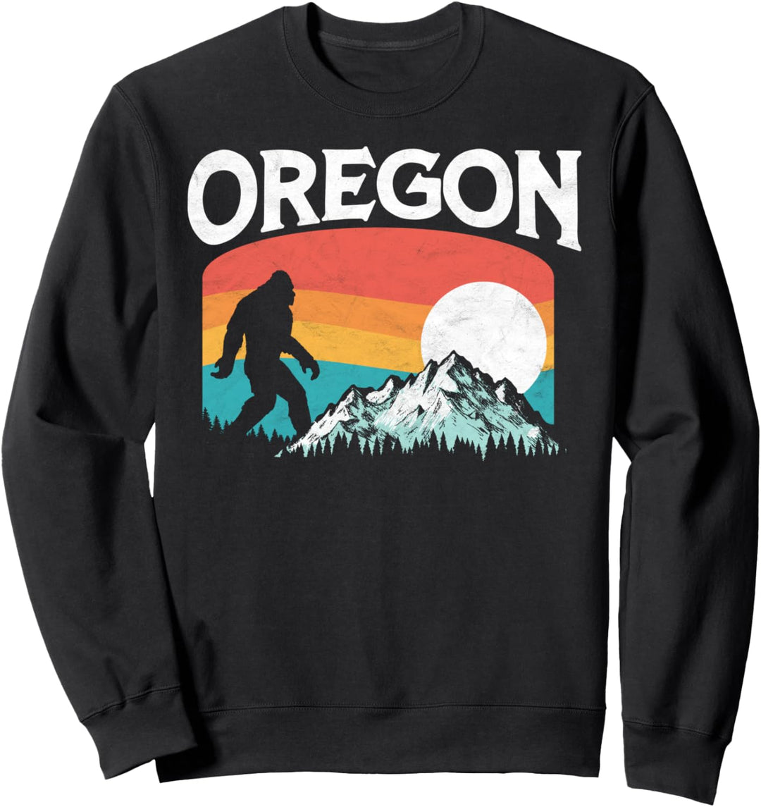 Oregon Funny Bigfoot Mountains 80's Vintage Nature Sweatshirt