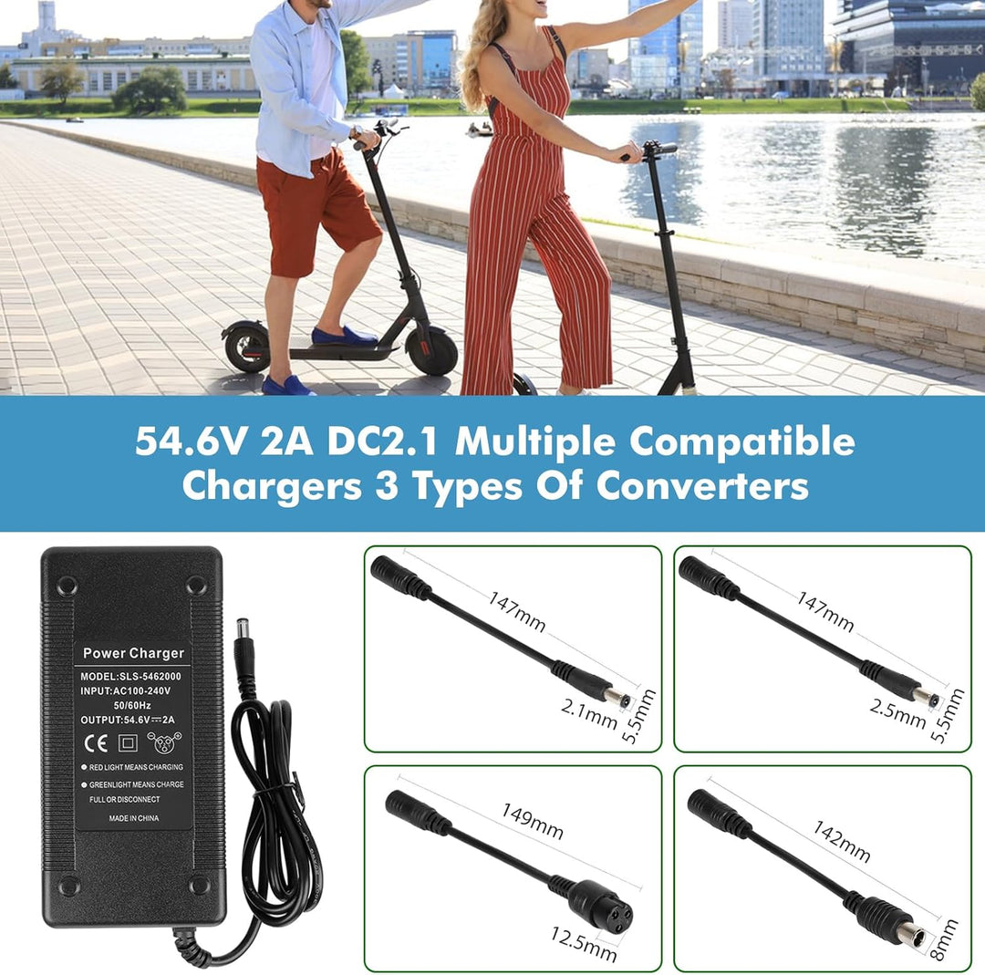 Ladegeräte für Scooter，54.6V 2A E Scooter Ladegeräte，Hoverboard Ladekabel，48V Elektroroller Universa