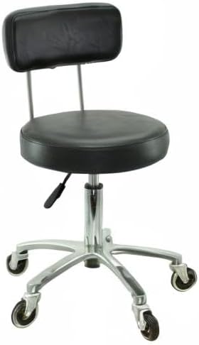 VAKON SALON - Premium Rollhocker mit Lehne höhenverstellbar von 50 bis 65 cm - Rundsitz- Drehhocker