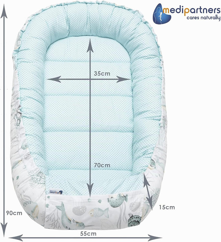 Medi Partners Babynest Kuschelnest Babynestchen 100% Baumwolle Nestchen Reisebett für Babys Säugling
