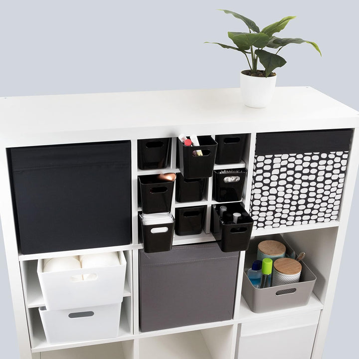Hummelladen 3X Ordnungsbox - 10 cm hoch - schwarz - 30x10x10cm - 2 Liter - Ordnungskorb - Wandregal