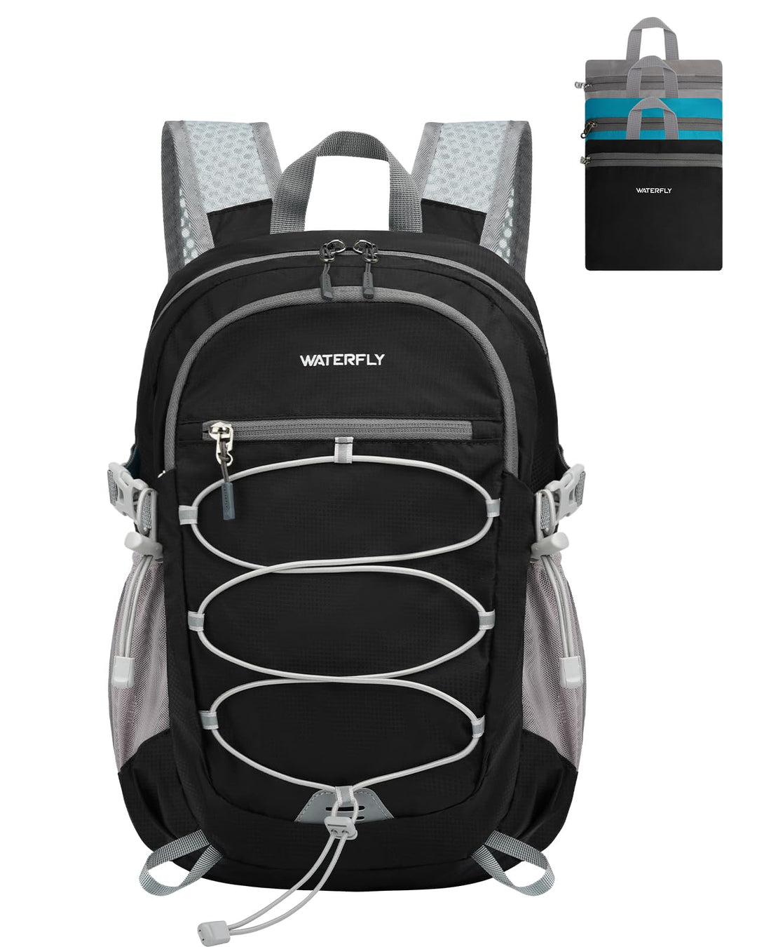 WATERFLY Rucksack Klein Faltbarer Rucksack: 15L Ultraleicht Wanderrucksack Foldable Backpack mit Atm