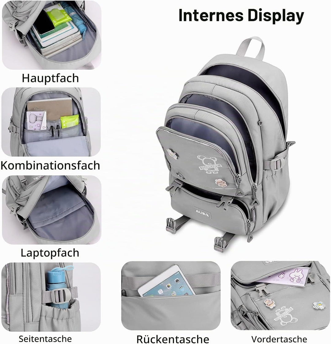 FANDARE Schulrucksack Schulrucksack Kinderrucksack Schultasche Jungen Mädchen Rucksack Schulranzen f