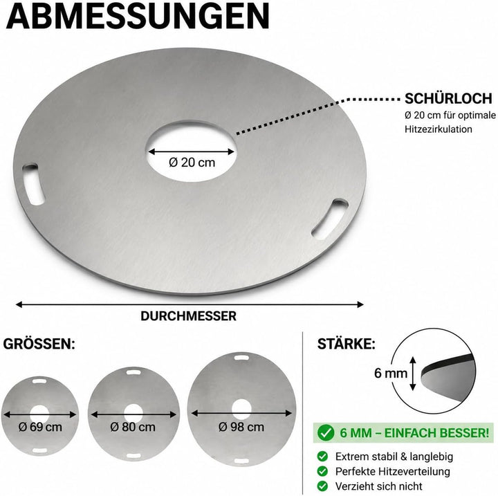 Terma Feuerplatte Durchm. 69 cm, Grillplatte, Plancha Stärke 6 mm, Grillring, Feuerring 69cm Feuerpl