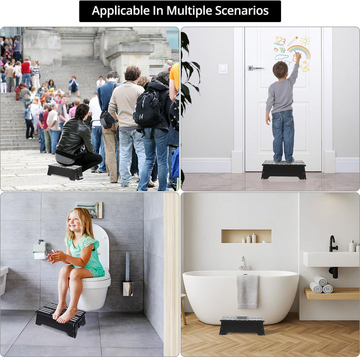 QWORK® Tragbarer klappbarer Tritthocker, Rutschfester, Leichter Tritthocker für Badezimmer, Küche, S