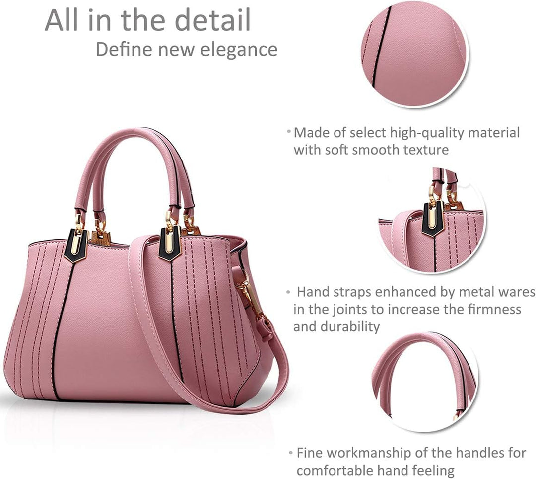 NICOLE&DORIS Frau Dame Handtaschen Schultertasche Taschen Shopper Umhängetasche PU Hellrosa B, Hellr