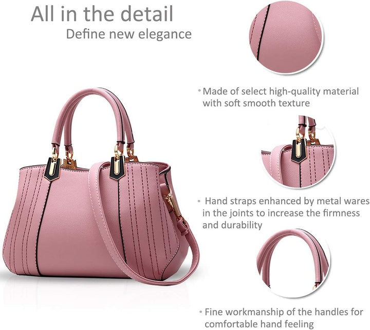 NICOLE&DORIS Frau Dame Handtaschen Schultertasche Taschen Shopper Umhängetasche PU Hellrosa B, Hellr