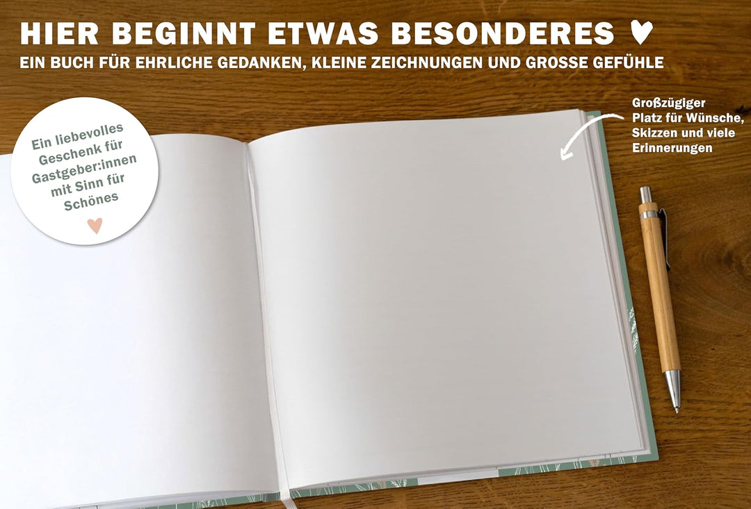 Eine der Guten Gästebuch blanko 100 Seiten, Hochzeit und Geburtstag, Grün | Zum freien Gestalten ohn