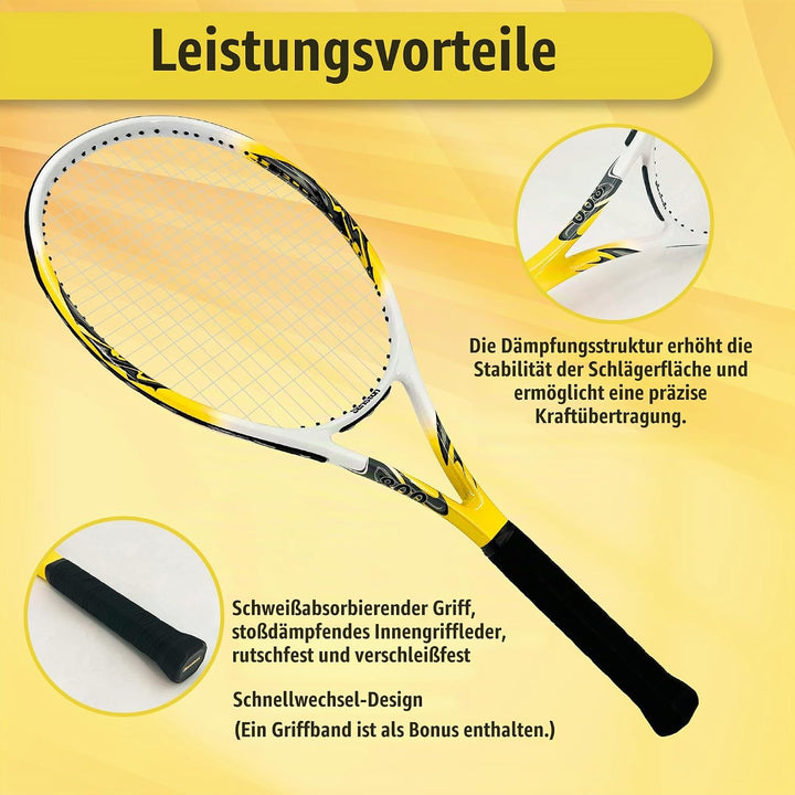 Senston Tennisschläger 68,6 cm, Professioneller Training Tennis Racket für Damen Herren yellow 27 in
