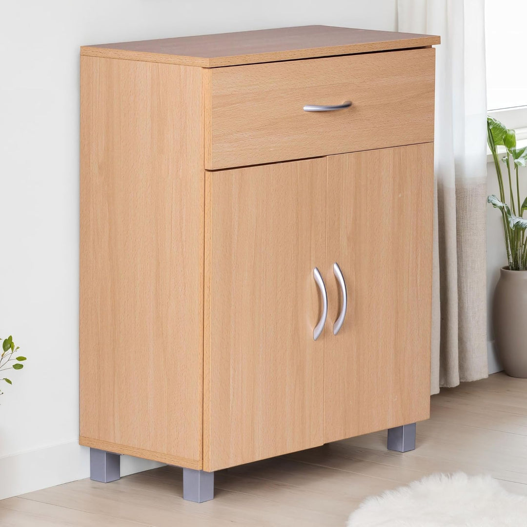 FineBuy Sideboard 60x75x30cm Kommode mit Schublade und Türen, Kleine Moderne Anrichte, Design Holz S