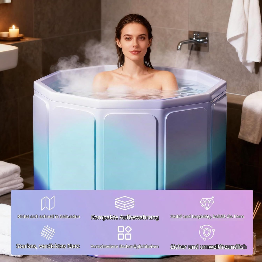 Faltbare Badewanne, 80x70cm(BxH) Tragbare Mobile Badewanne für Heiss- und Kaltbäder für kleine Badez