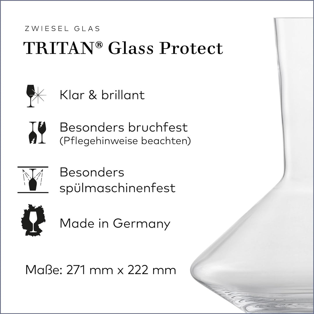 Zwiesel Glas Rotwein Dekanter Pure (1 Stück), edle Karaffe für Rotwein mit Drop Protect Technologie,