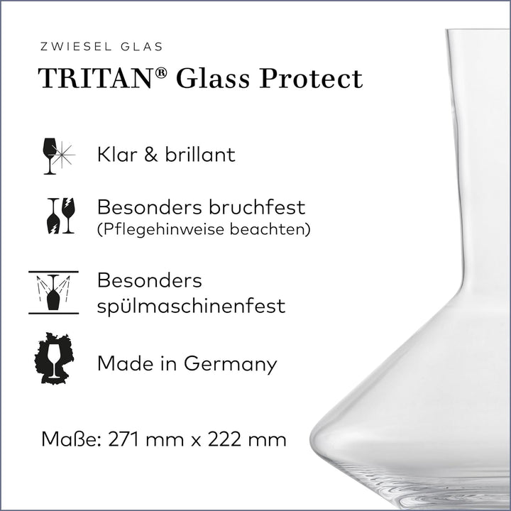Zwiesel Glas Rotwein Dekanter Pure (1 Stück), edle Karaffe für Rotwein mit Drop Protect Technologie,