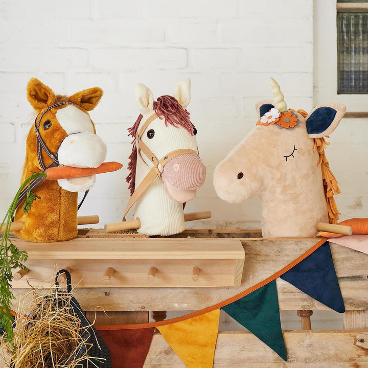 Bieco Steckenpferd Kinder Einhorn Magic | Hobby Horse | Rollen | Holz Stab | Stock Pferde Schöne für
