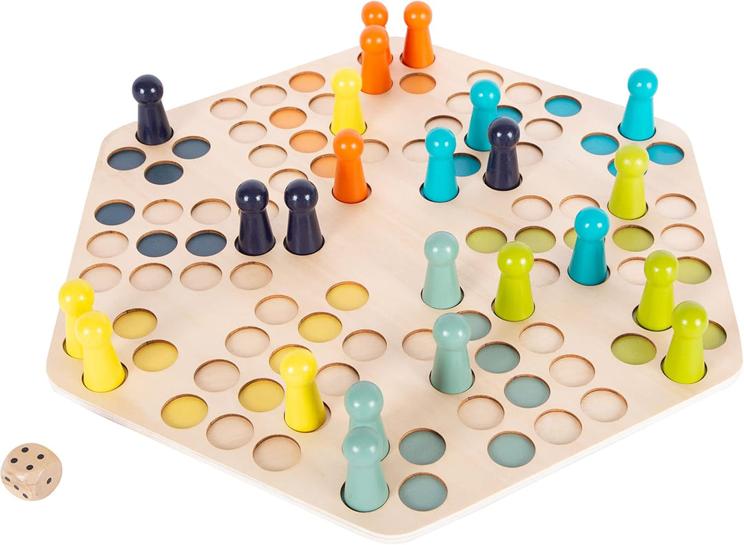 small foot Ludo für 6 Spieler XL aus Holz, Gesellschaftsspiel für die ganze Familie, für Kinder ab 4