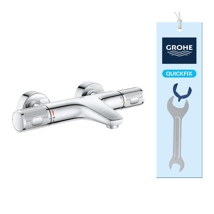 GROHE Precision Feel - Thermostat-Wannenbatterie (‎wassersparend, Temperaturbegrenzung, Wandmontage,