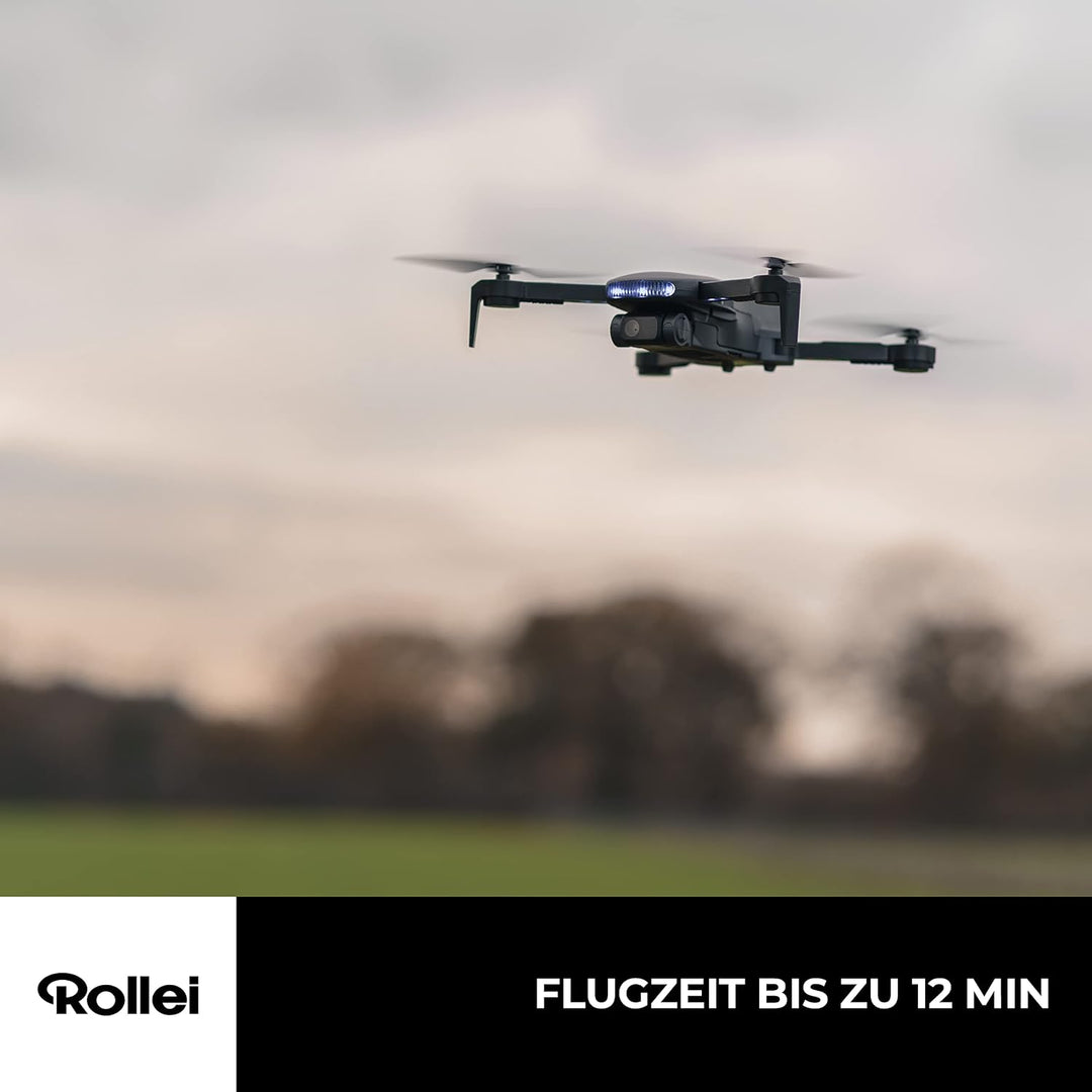 Rollei Fly 80 Combo Drohne, WiFi-Live-Bild Übertragung, 6-Achsen Gyroskop, Full-HD-Kamera, lange Flu
