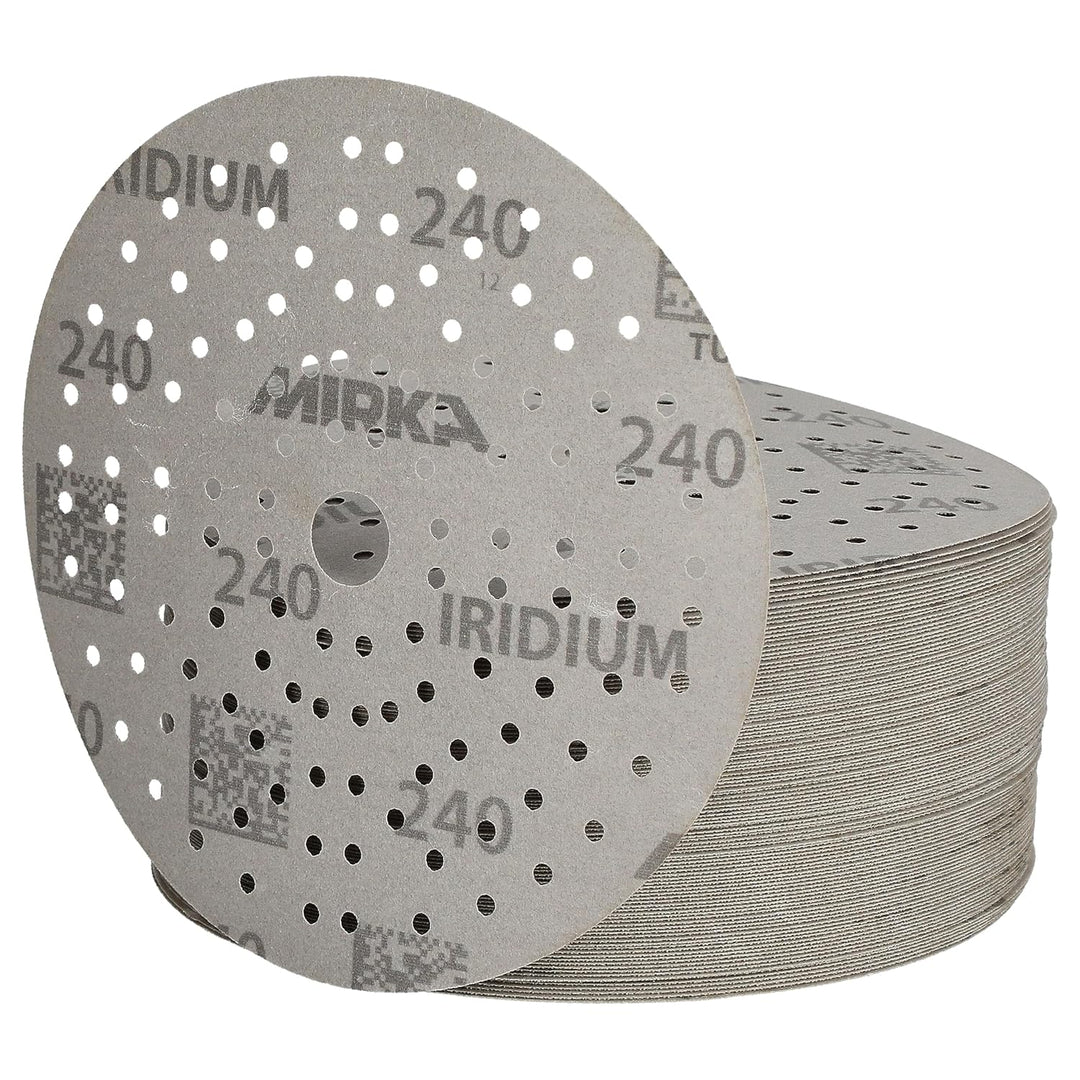 100x MIRKA Haftschleifscheibe IRIDIUM Grip 121L 150mm K.240 f.HO/Metall/Lack/Ku. Korn P240, Korn P24