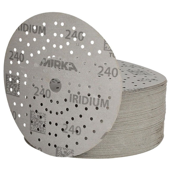 100x MIRKA Haftschleifscheibe IRIDIUM Grip 121L 150mm K.240 f.HO/Metall/Lack/Ku. Korn P240, Korn P24