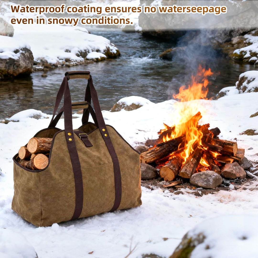 Kaminholzkorb Gross, 60 x 30 x 50cm Holzkorb mit Handschuhen für Kaminholz zum Transportieren und Au