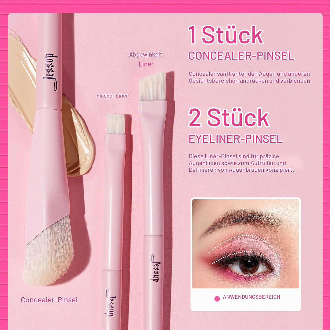 Jessup Pinselset Makeup Augenpinsel Lidschattenpinsel Lidschatten Pinsel Set 10tlg rosa Augen Make u