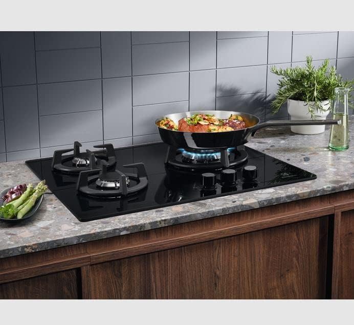Electrolux KGE6633NOK Gaskochfeld, 60 cm und 3 Zonen, Wok-Bereich, Frontsteuerung, Instantane, elekt